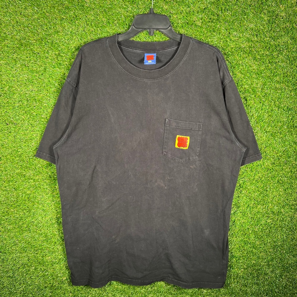 GNR JRS Mens Black Pocket T-Shirt XL Streetwear Logo Patch Cotton Tee